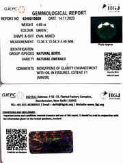 4.69/CT Natural Panna Stone with Govt. Lab Certificate (6771)